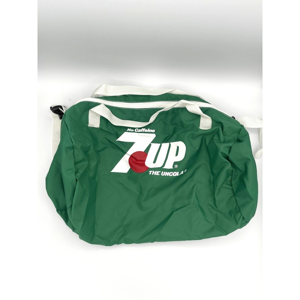 VTG 90s 7UP "The Uncola" Green Duffel Gym Bag w/ Strap ~ Soda Promo ~ 17x9 NOS